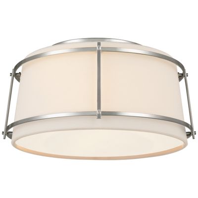 Carrier and Company Callaway Small Flush Mount in Polished Nickel with Linen Shade and Frosted Acrylic Diffuser Ceiling Light W12.5
