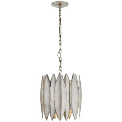 Barry Goralnick Hatton Small Chandelier in Burnished Silver Leaf Ceiling Light W14.75