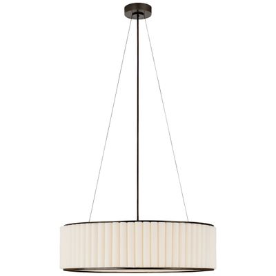 Ian K. Fowler Palati Large Hanging Shade in Bronze with Linen Shade Ceiling Light W28