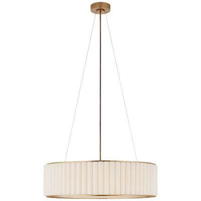 Ian K. Fowler Palati Large Hanging Shade in Hand-Rubbed Antique Brass with Linen Shade Ceiling Light W28
