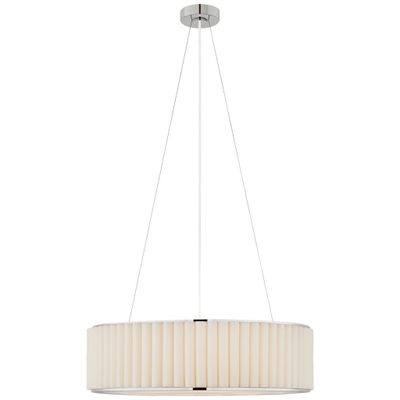 Ian K. Fowler Palati Large Hanging Shade in Polished Nickel with Linen Shade Ceiling Light W28