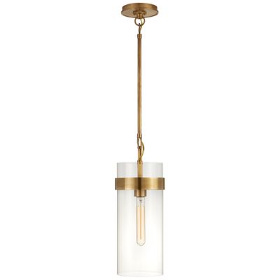 Ian K. Fowler Presidio Small Pendant in Hand-Rubbed Antique Brass with Clear Glass Ceiling Light W6.5
