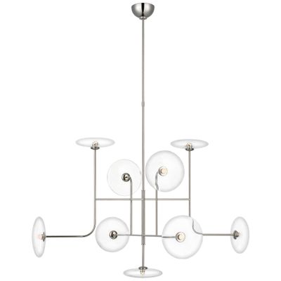 Ian K. Fowler Calvino X-Large Arched Chandelier in Polished Nickel with Clear Glass Ceiling Light W42