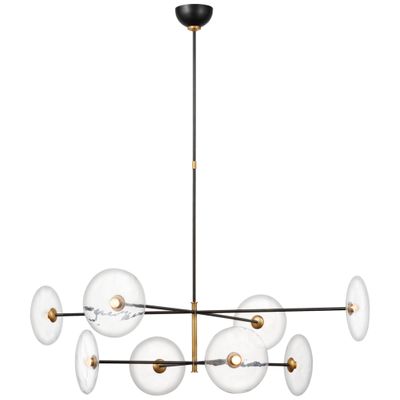 Ian K. Fowler Calvino X-Large Radial Chandelier in Aged Iron and Hand-Rubbed Antique Brass with Clear Glass Ceiling Light W42