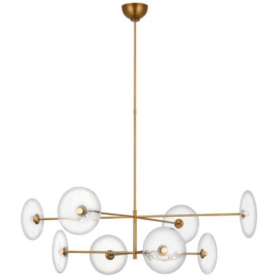 Ian K. Fowler Calvino X-Large Radial Chandelier in Hand-Rubbed Antique Brass with Clear Glass Ceiling Light W42