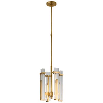 Ian K. Fowler Malik Small Chandelier in Hand-Rubbed Antique Brass with Crystal Ceiling Light W12