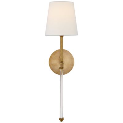 Suzanne Kasler Camille Sconce in Hand-Rubbed Antique Brass with Linen Shade Wall Light W5.5