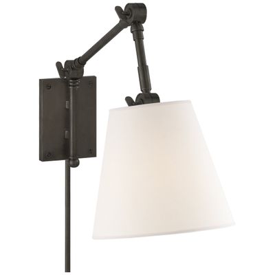 Suzanne Kasler Graves Pivoting Sconce in Bronze with Linen Shade Wall Light W8