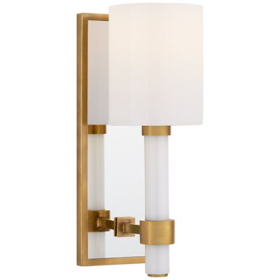 Visual Comfort Signature Elle Swing Arm Sconce In Hand-Rubbed Antique Brass  And Dark Rattan With Linen Shade By Suzanne Kasler
