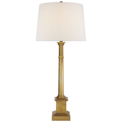 Suzanne Kasler Josephine Table Lamp in Hand-Rubbed Antique Brass with Linen Shade W14