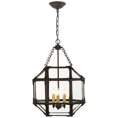 Suzanne Kasler Morris Small Lantern in Antique Zinc with Clear Glass Ceiling Light W13.5