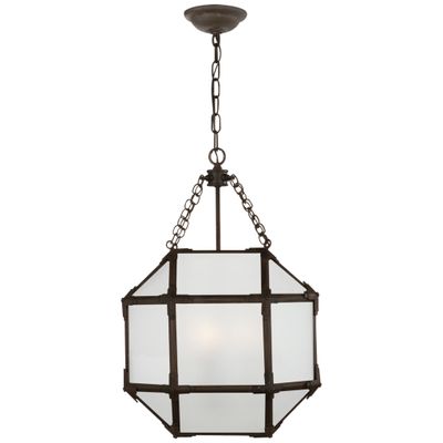 Suzanne Kasler Morris Small Lantern in Antique Zinc with Frosted Glass Ceiling Light W13.5