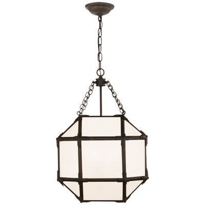 Suzanne Kasler Morris Small Lantern in Antique Zinc with White Glass Ceiling Light W13.5
