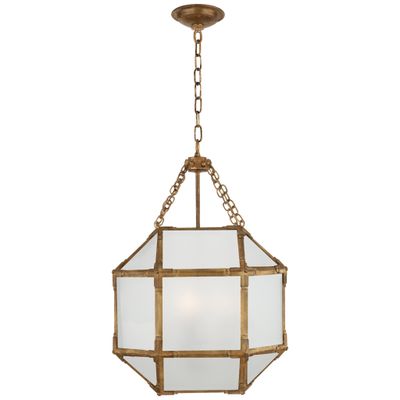Suzanne Kasler Morris Small Lantern in Gilded Iron with Frosted Glass Ceiling Light W13.5