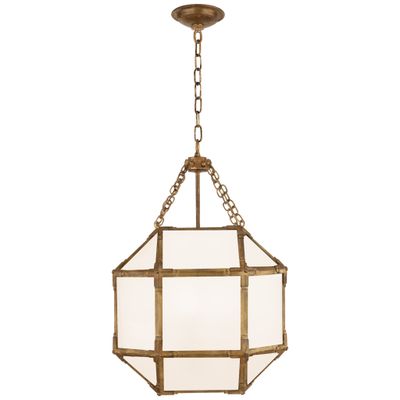 Suzanne Kasler Morris Small Lantern in Gilded Iron with White Glass Ceiling Light W13.5