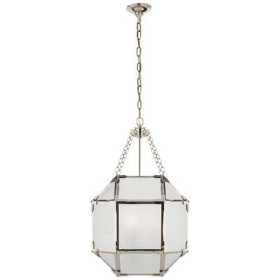 Suzanne Kasler Morris Small Lantern in Polished Nickel with Frosted Glass Ceiling Light W13.5