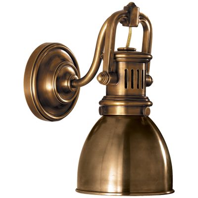 Chapman & Myers Yoke Suspended Sconce in Hand-Rubbed Antique Brass with Hand-Rubbed Antique Brass Shade Wall Light W5
