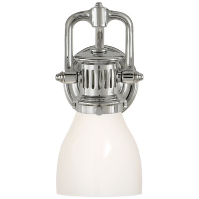 Chapman & Myers Yoke Suspended Sconce in Polished Nickel with White Glass Wall Light W5