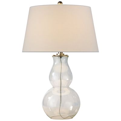 Chapman & Myers Open Bottom Gourd Table Lamp in Clear Glass with Linen Shade W19
