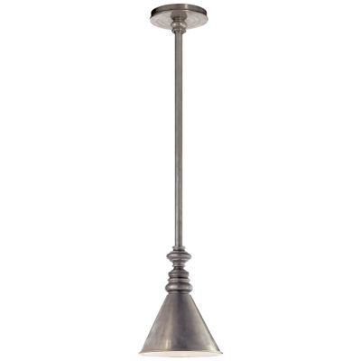 Chapman & Myers Boston Pendant in Antique Nickel with Mini Slant Shade Ceiling Light W7.25