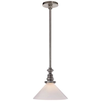 Chapman & Myers Boston Pendant in Antique Nickel with White Glass Slant Shade Ceiling Light W10