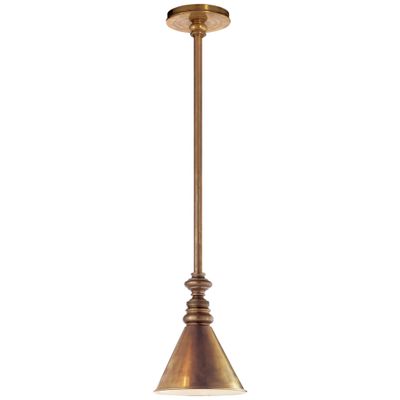 Chapman & Myers Boston Pendant in Hand-Rubbed Antique Brass with Mini Slant Shade Ceiling Light W7.25