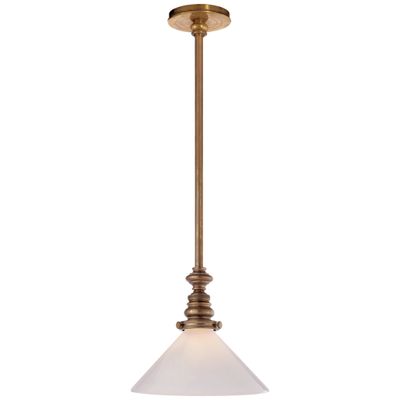 Chapman & Myers Boston Pendant in Hand-Rubbed Antique Brass with White Glass Slant Shade Ceiling Light W10