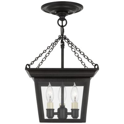 Chapman & Myers Cornice Semi-Flush Lantern in Blackened Rust Ceiling Light W9.5