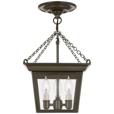 Chapman & Myers Cornice Semi-Flush Lantern in Hand-Rubbed Antique Brass  Ceiling Light W9.5