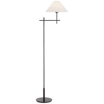 J. Randall Powers Hackney Bridge Arm Floor Lamp in Bronze with Linen Shade W11.75
