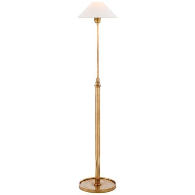 J. Randall Powers Hargett Floor Lamp in Hand-Rubbed Antique Brass with Linen Shade W13