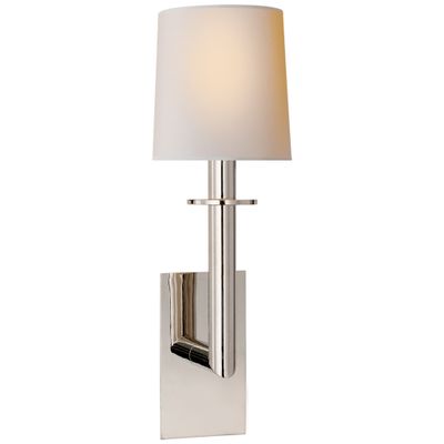 J. Randall Powers Dalston Sconce in Polished Nickel with Natural Paper Shade Wall Light W7.5