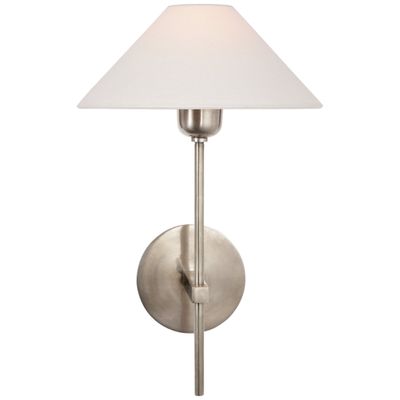J. Randall Powers Hackney Single Sconce in Antique Nickel with Linen Shade Wall Light W9
