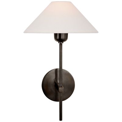 J. Randall Powers Hackney Single Sconce in Bronze with Linen Shade Wall Light W9