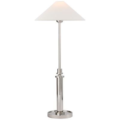 J. Randall Powers Hargett Buffet Lamp in Polished Nickel with Linen Shade Table Lamp W11.75