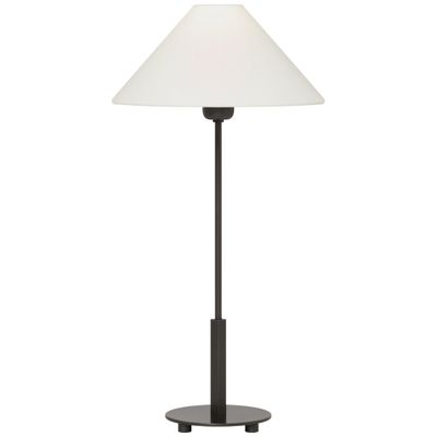 J. Randall Powers Hackney Buffet Lamp in Bronze with Linen Shade Table Lamp W11.75