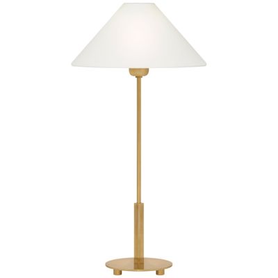 J. Randall Powers Hackney Buffet Lamp in Hand-Rubbed Antique Brass with Linen Shade Table Lamp W11.75