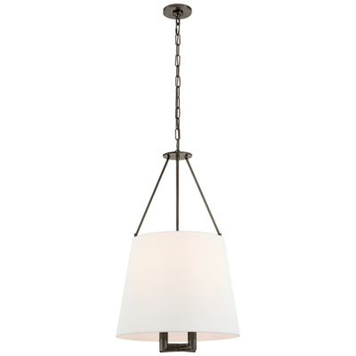J. Randall Powers Dalston Hanging Shade in Bronze with Linen Shade Ceiling Light W21.25
