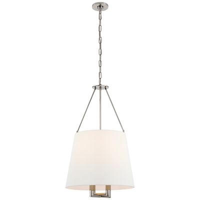 J. Randall Powers Dalston Hanging Shade in Polished Nickel with Linen Shade Ceiling Light W21.25