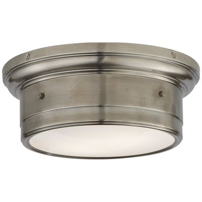 Visual Comfort Siena Small Flush Mount in Antique Nickel with White Glass Ceiling Light W11.75