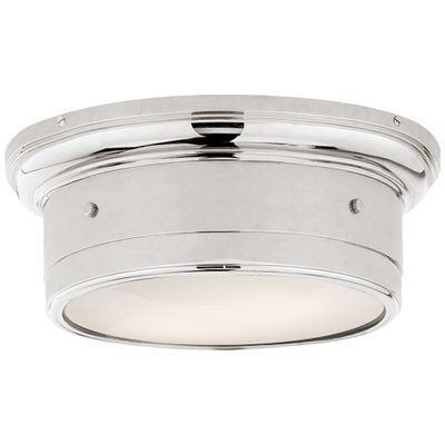 Visual Comfort Siena Small Flush Mount in Polished Nickel with White Glass Ceiling Light W11.75