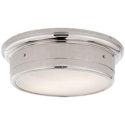 Visual Comfort Siena Large Flush Mount in Chrome with White Glass Ceiling Light W14
