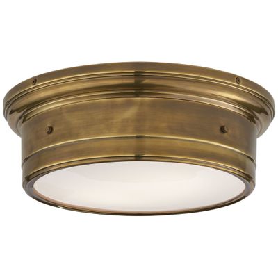 Visual Comfort Siena Large Flush Mount in Hand-Rubbed Antique Brass with White Glass Ceiling Light W14