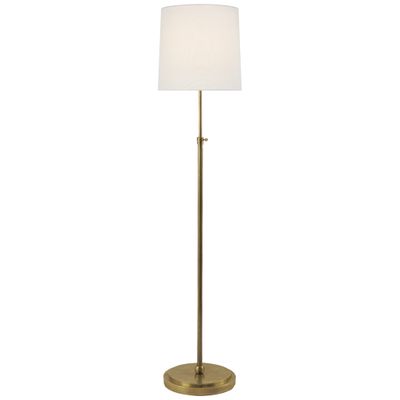 Thomas O'Brien Bryant Floor Lamp in Hand-Rubbed Antique Brass with Linen Shade W12
