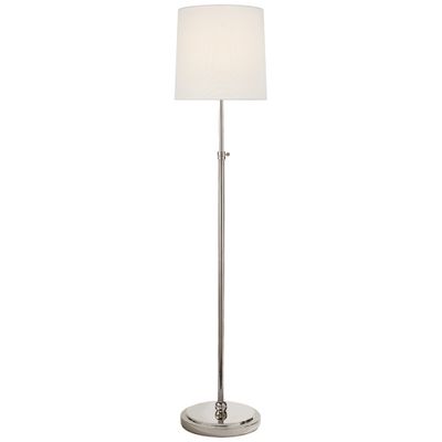 Thomas O'Brien Bryant Floor Lamp in Polished Nickel with Linen Shade W12