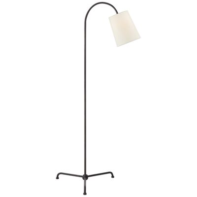 Thomas O'Brien Mia Floor Lamp in Aged Iron with Linen Shade H56