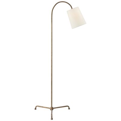 Thomas O'Brien Mia Floor Lamp in Gilded Iron with Linen Shade H56