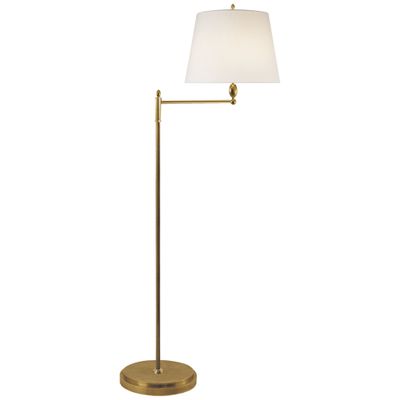 Thomas O'Brien Paulo Floor Light in Hand-Rubbed Antique Brass with Linen Shade Floor Lamp W16