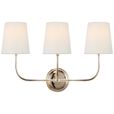 Thomas O'Brien Vendome Triple Sconce in Hand-Rubbed Antique Brass with
