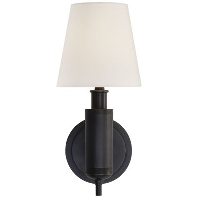 Thomas O'Brien Longacre Sconce in Bronze with Linen Shade Wall Light W6